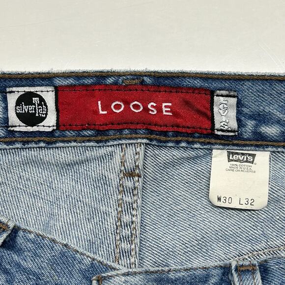 Vintage Levis Silvertab Jeans Mens 30x32 Blue Loose Distressed Faded Y2K Hip Hop - Picture 12 of 15